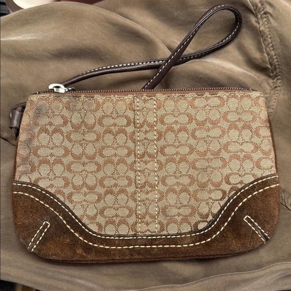 Coach Handbags - COACH | Classic Brown Patterned Wristlet